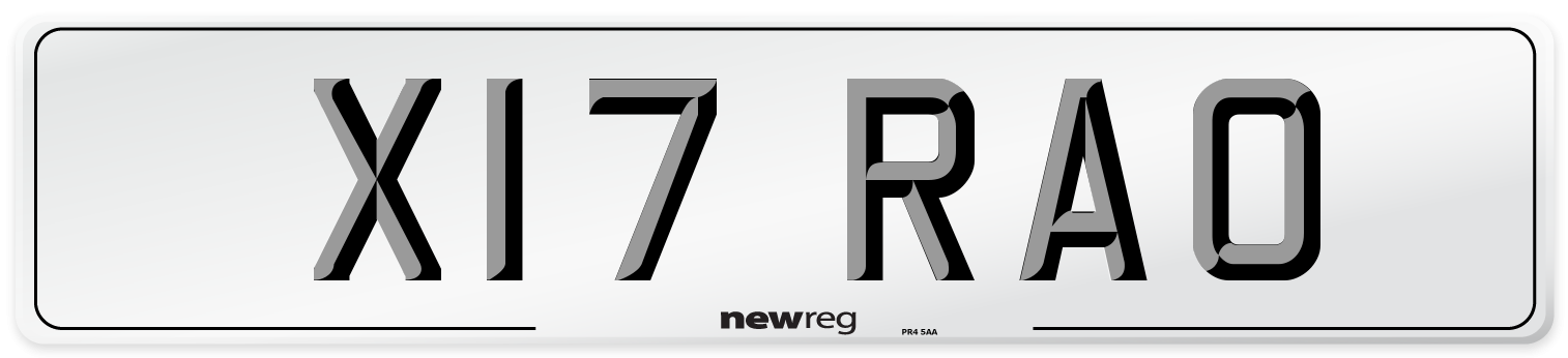 X17 RAO Number Plate from New Reg